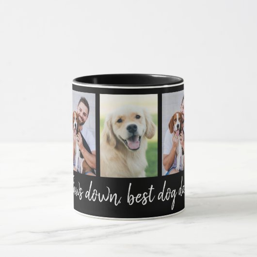 Passt den besten Hund-Vater 5 FotoCollage schwarz  Tasse (Zentrum)