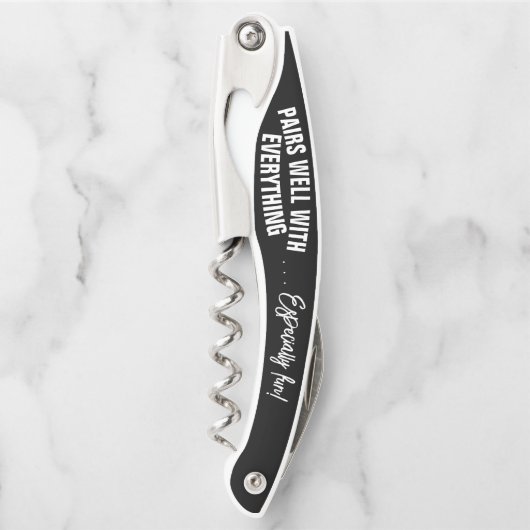 Passt gut mit allem Schwarz zusammen Kellnermesser (Vorderseite)