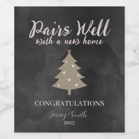Passt gut mit einem neuen Zuhause-Realtor-Geschenk Weinetikett (Einzelnes Label)