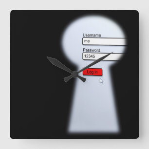Password Security Quadratische Wanduhr