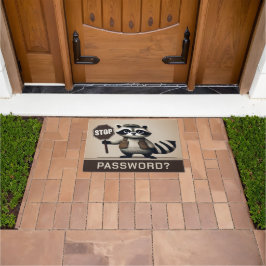 Password? Stopp! Humorvolle Waschbär Türsteher Fußmatte