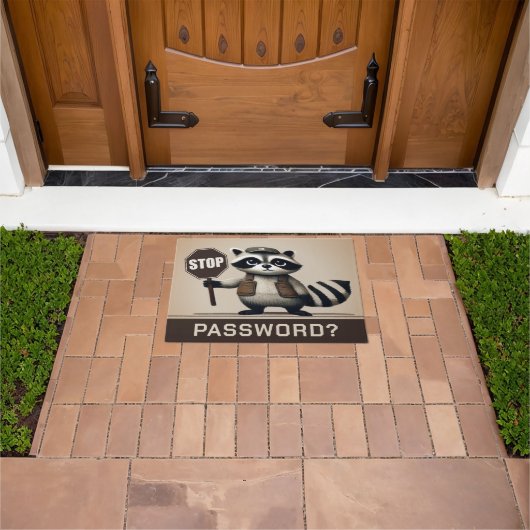 Password? Stopp! Humorvolle Waschbär Türsteher Fußmatte (Außenbereich)