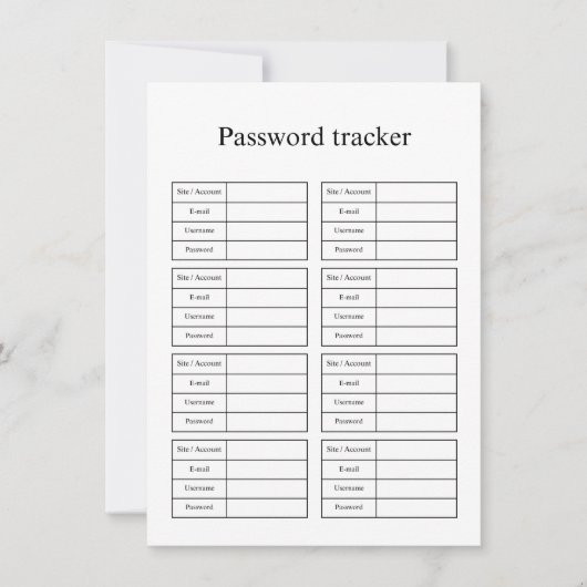Password tracker mitteilungskarte (Vorderseite)