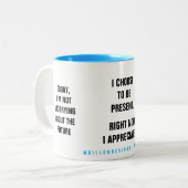 Past Present Future Affirmation Zweifarbige Tasse (Vorderseite Links)