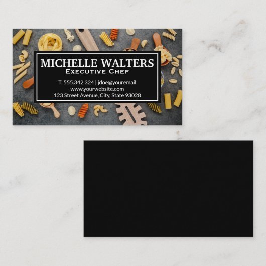 Pasta auf Spoons Visitenkarte (Vorne/Hinten)