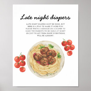 Pasta Baby Shower Windeln für die Nacht Poster