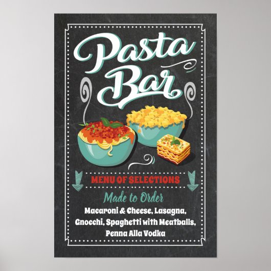 Pasta-Bar-Party-Schild Poster (Vorne)