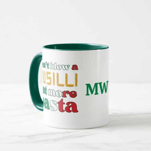 Pasta BLOW kein FUSILLI-Monogramm Italien Tasse (Vorderseite Links)