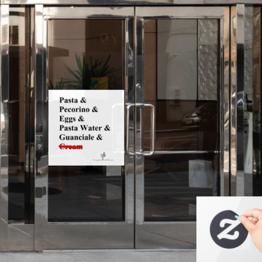 Pasta Carbonara Fensteraufkleber (Büro Tür)