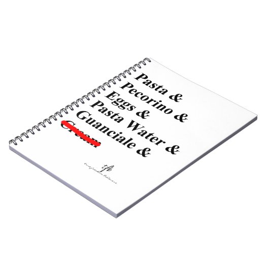 Pasta Carbonara Notizblock (Linke Seite)