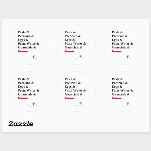 Pasta Carbonara Runder Aufkleber (Blatt)