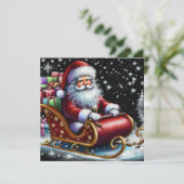 Pasta Christmas Holiday Santa Claus Sleigh Karte (Stehend Vorderseite)