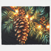 Pasta Christmas Holiday String Light Pinecone Fleecedecke (Vorderseite (Horizontal))
