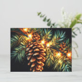 Pasta Christmas Holiday String Light Pinecone Karte (Stehend Vorderseite)