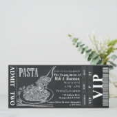 Pasta Dinner Chalk Verlobung Dinner Foto Ticket Einladung (Stehend Vorderseite)