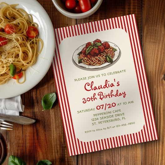 Pasta Dinner Italienisch Geburtstagsfeier Einladun Einladung