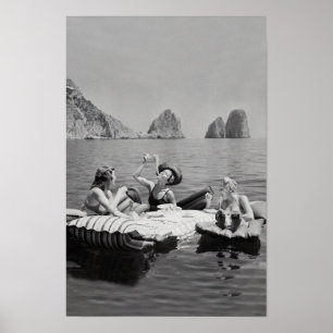 Pasta essen am See, Vintage Mauer Kunst, Dichtung Poster