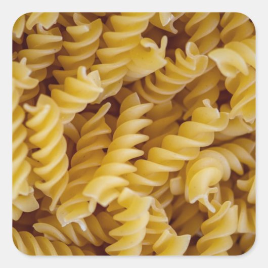Pasta Fusilli Noodles Quadratischer Aufkleber (Vorderseite)