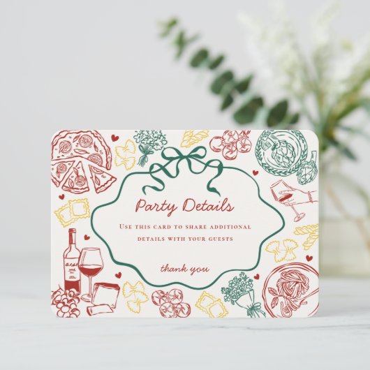 Pasta Holy Cannoli Italian Dinner Birthday Details Begleitkarte (Stehend Vorderseite)