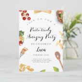 Pasta Italienisches Abendessen Geburtstag Einladun Einladung (Stehend Vorderseite)