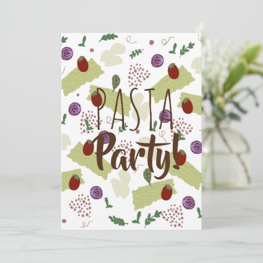 Pasta Italienisches Abendessen Utensiballs Meatbal Einladung (Stehend Vorderseite)