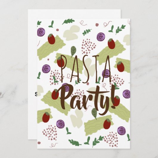 Pasta Italienisches Abendessen Utensiballs Meatbal Einladung (Vorne/Hinten)