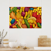 Pasta-Kunst Hintergrund GROSS Poster (Küche)