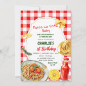 Pasta La Vista Baby italienisches Thema Erster Geb Einladung (Vorderseite)
