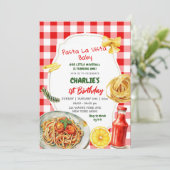 Pasta La Vista Baby italienisches Thema Erster Geb Einladung (Stehend Vorderseite)