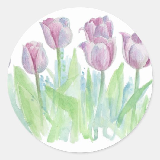 Pasta Lavender Tulips Blume Runder Aufkleber (Vorderseite)