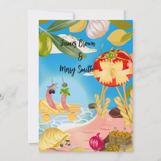 Pasta-Liebe bei der Shore Sausage Wedding Einladung (Vorderseite)