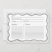 Pasta Muster Chic Black & White Wavy Rezept Card Mitteilungskarte (Vorderseite)