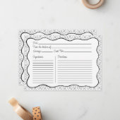 Pasta Muster Chic Black & White Wavy Rezept Card Mitteilungskarte (Vorderseite/Rückseite Beispiel)