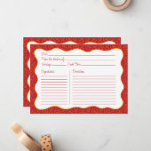 Pasta Muster Red Hand Drawing Wavy Rezept Card Mitteilungskarte (Vorderseite/Rückseite Beispiel)