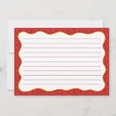 Pasta Muster Red Hand Drawing Wavy Rezept Card Mitteilungskarte (Rückseite)