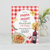 Pasta Night and Wine Adult Geburtstag Abendessen Einladung (Stehend Vorderseite)