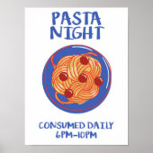 Pasta Night Retro Kitchen Funny Food Wall Poster  (Vorne)