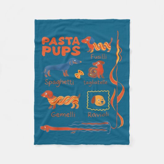 Pasta P Dog Funny Dachshund Dog Pasta Foodie Dog S Fleecedecke (Vorderseite)