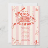 Pasta & Pacifiers Doodle Pink Girl Baby Shower Einladung (Vorderseite)