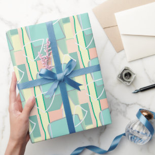 Pasta Pale Türkis Pink Abstrakte Kunst Geschenkpapier