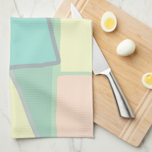 Pasta Pale Türkis Pink Abstrakte Kunst Geschirrtuch (Viertel Falte)