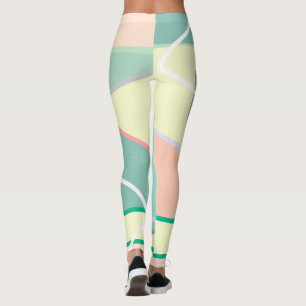 Pasta Pale Türkis Pink Abstrakte Kunst Leggings