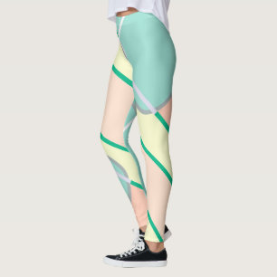 Pasta Pale Türkis Pink Abstrakte Kunst Leggings