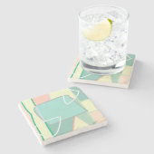 Pasta Pale Türkis Pink Abstrakte Kunst Steinuntersetzer (Seitenansicht)