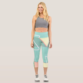 Pasta Pale Turquoise Pink Abstrakte Kunst, Dichtun Capri Leggings