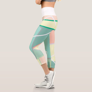 Pasta Pale Turquoise Pink Abstrakte Kunst, Dichtun Capri Leggings