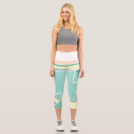 Pasta Pale Turquoise Pink Abstrakte Kunst, Dichtun Capri Leggings