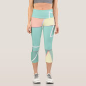 Pasta Pale Turquoise Pink Abstrakte Kunst, Dichtun Capri Leggings (Vorderseite)
