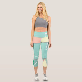 Pasta Pale Turquoise Pink Abstrakte Kunst, Dichtun Capri Leggings