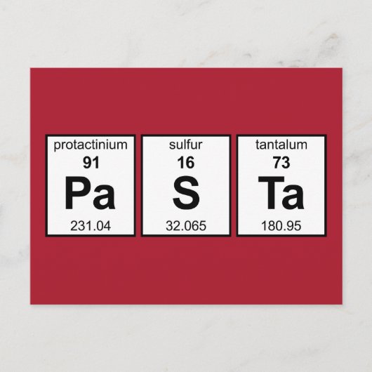 PaSTa Periodic-Tabelle Postkarte (Vorderseite)